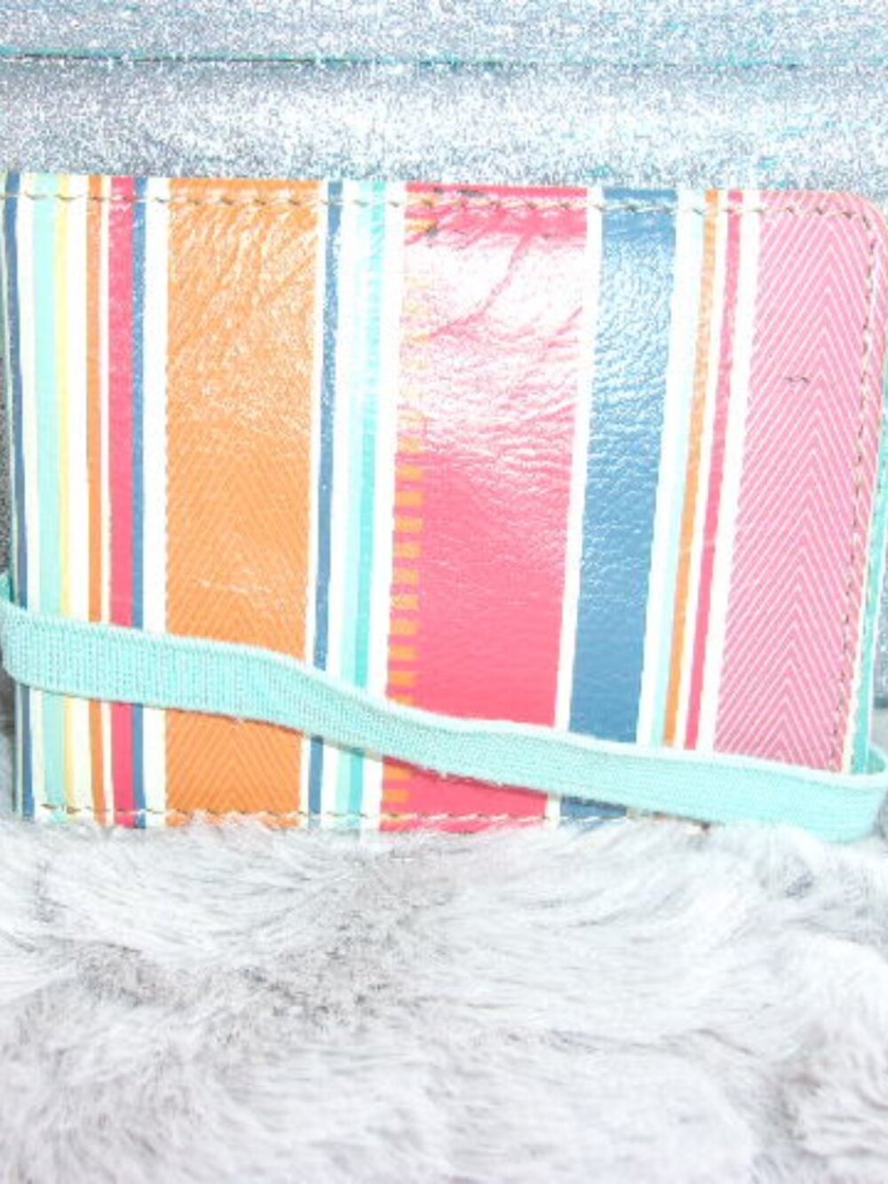 E-E-271 FOSSIL BIFOLD SLIM WALLET MULTICOLORED STRIPE LEATHER WALLET